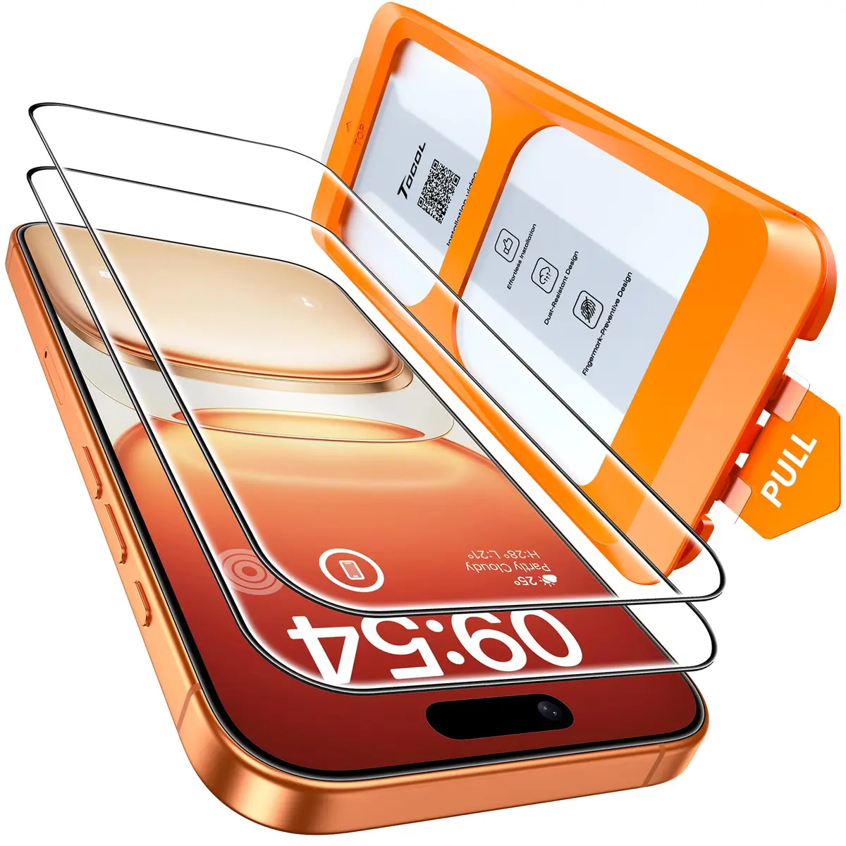 TOCOL Película para iPhone 17 Pro Max 6.9", Instalación Fácil sin Burbujas | Vidro Temperado 9H+, Proteção Militar Antiestilhaço 8 pés, Cobertura Total das Bordas, Compatível com Capas, HD, 2 Unidades