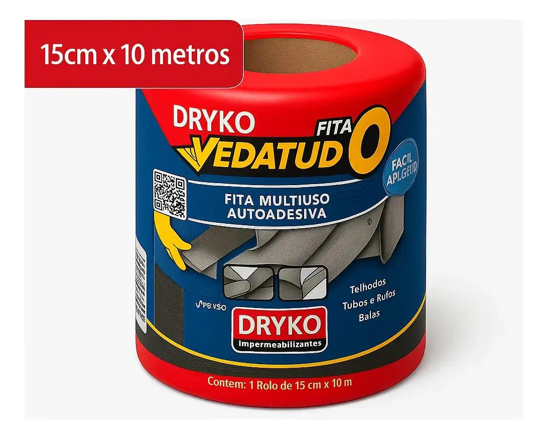 Manta Asfáltica Autoadesiva Aluminizada 15cm x 10m Dryko