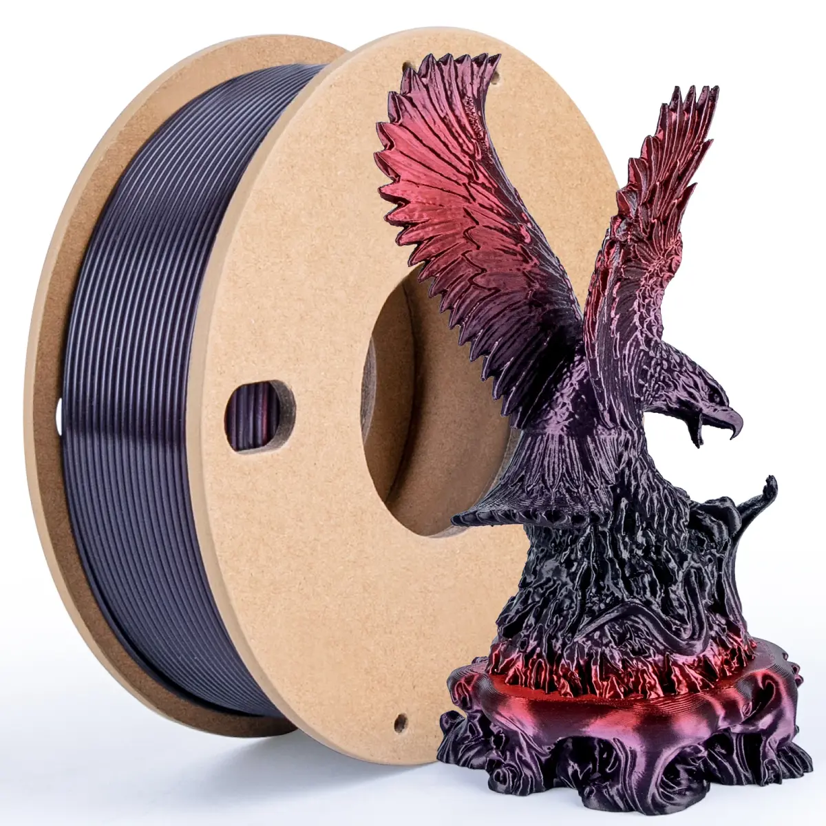 250g Filamento PLA Arco-Íris Seda 1.75mm - PLA Brilhante Degradê para Impressora 3D - Compatível com Maioria das Impressoras (Preto/Vermelho/Roxo) - 1