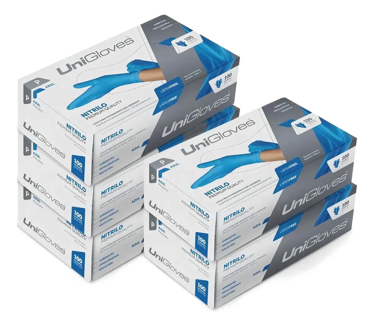 Luva Proc Nitrilo Azul Unigloves Com 5x100un Kit - Ep