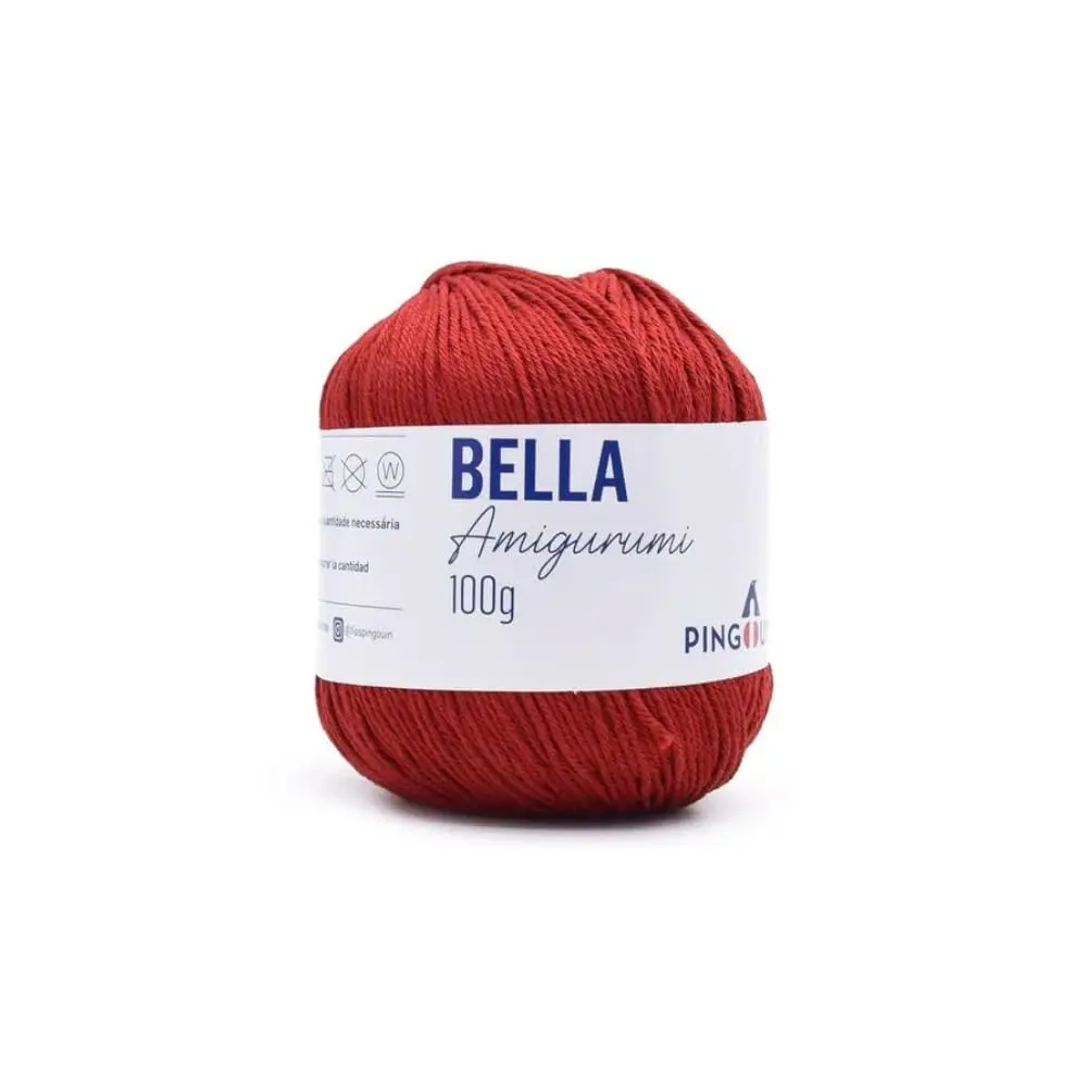 Fio Pingouin Bella Amigurumi 100g, Linha 100% Algodão Mercerizado Tex 493 para Crochê, Tricô e Bonecos, Diversas Cores, Acabamento Premium (Morango)