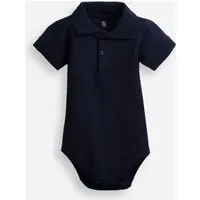 body polo infantil de algodão manga curta com bordado azul - 1
