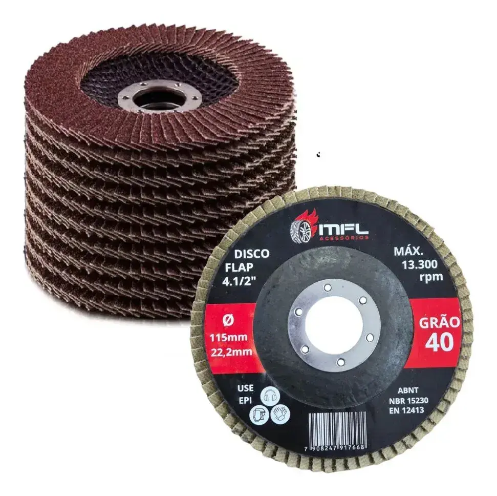 Kit 10 Disco Lixa Tipo Flap 115mm Para Lixadeira, Grao 40 MFL