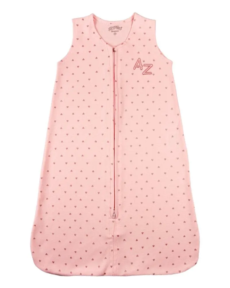 Saco de Dormir para Bebê Menina em Suedine Algodão Fio 40 Estampado – Saco de Dormir com Estampa de Corações (Rosa,M)