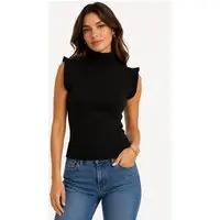 Colete Feminino D Bell Outlet Fashion Tricôt Sem Mangas Preto