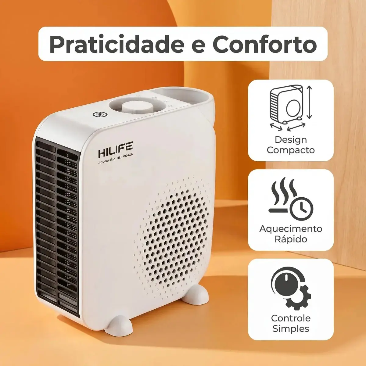 Aquecedor De Ar Elétrico Portátil Hilife Branco 1500w/2000w Branco thumbnail 4