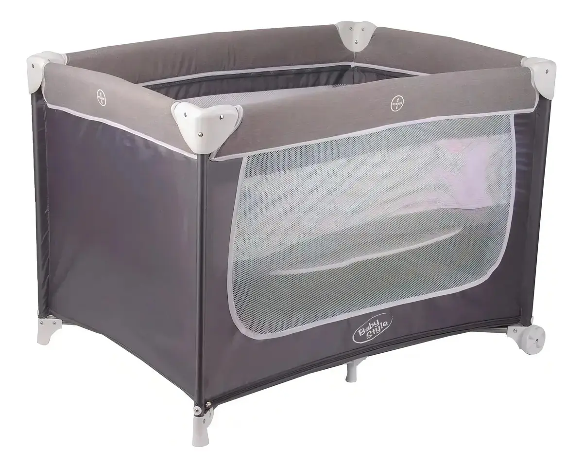 Berço Compacto Confort Bebê Cercado Chiqueirinho Rosa Cor Cinza