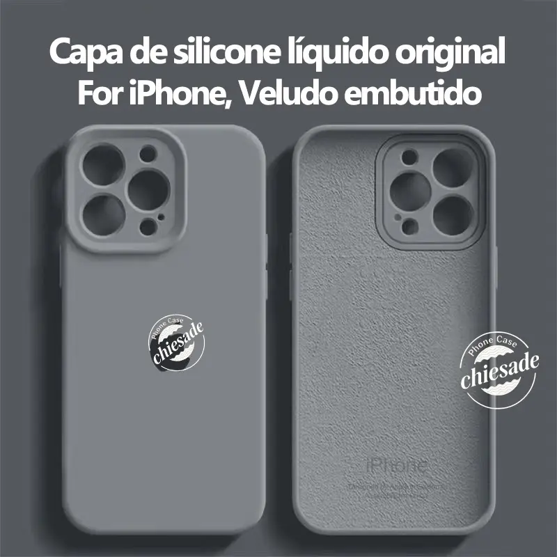 Luxo Original Oficial Silicone Caso Para iPhone 16 15 14 13 12 11 Pro Max Capa Completa Da Câmera Proteção À Prova