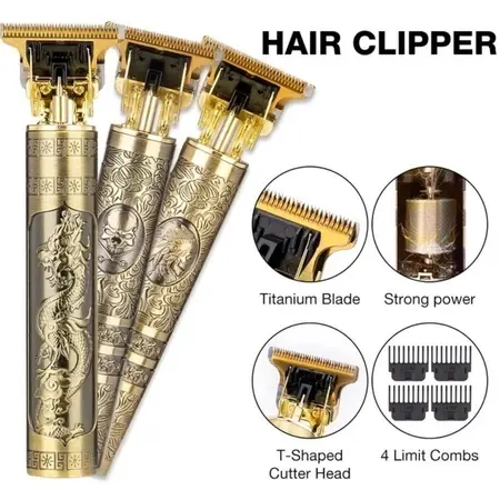 Máquina de Cortar Cabelo Dragão Aparador de Barba Masculino Sem Fio USB - 1