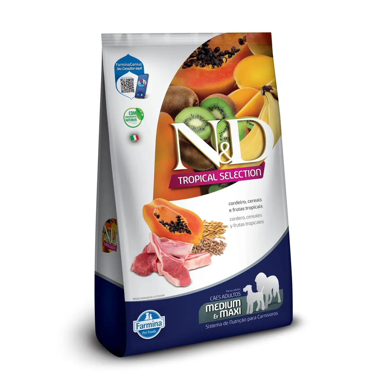 N&D Tropical para Cães Adultos de Raças Médias e Grandes Sabor Cordeiro, Cereais e Frutas Tropicais 10,1Kg - 1