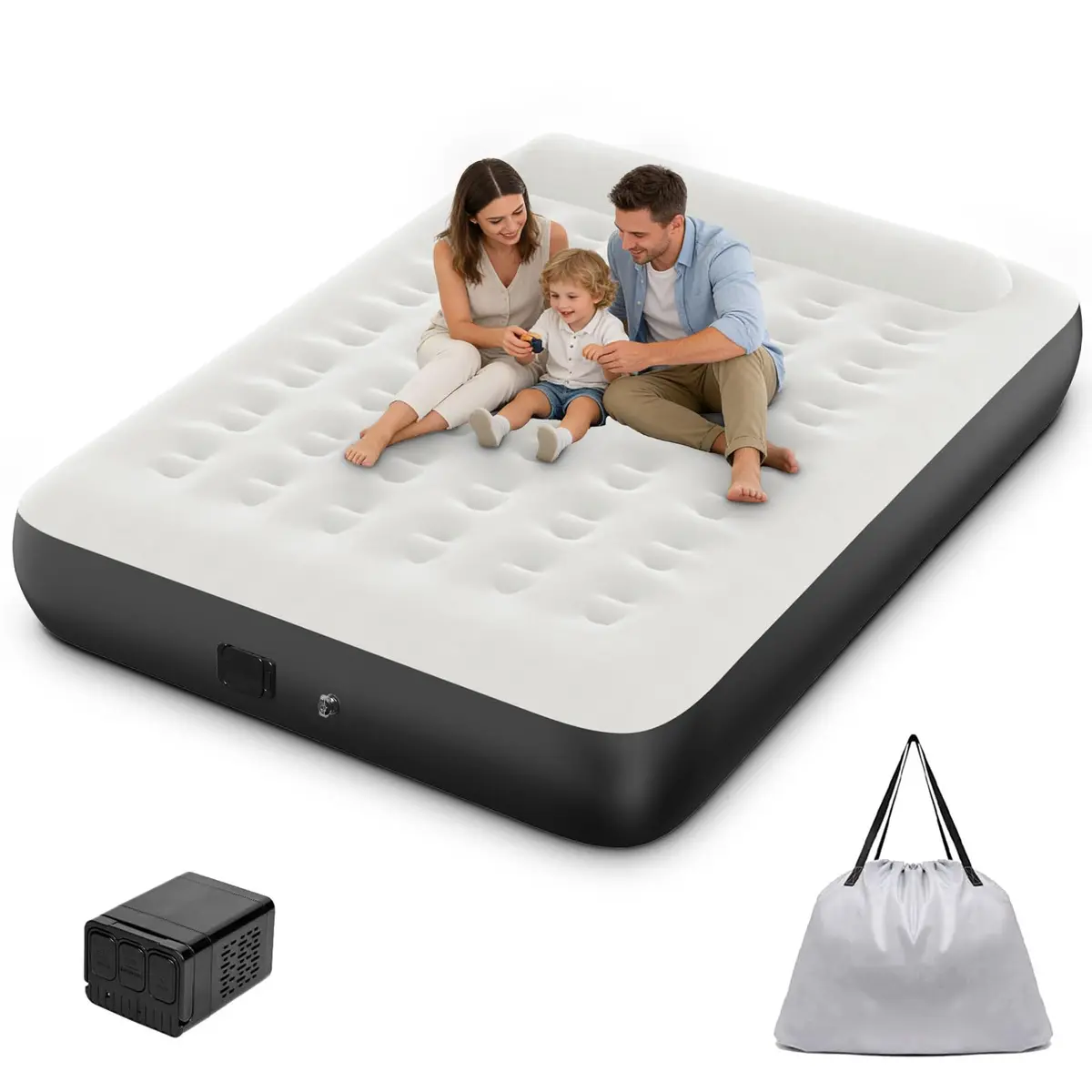 Trailabo Colchão Inflável Queen Size 203 * 151CM com Bomba de ar Elétrica Recarregável Embutida - 1