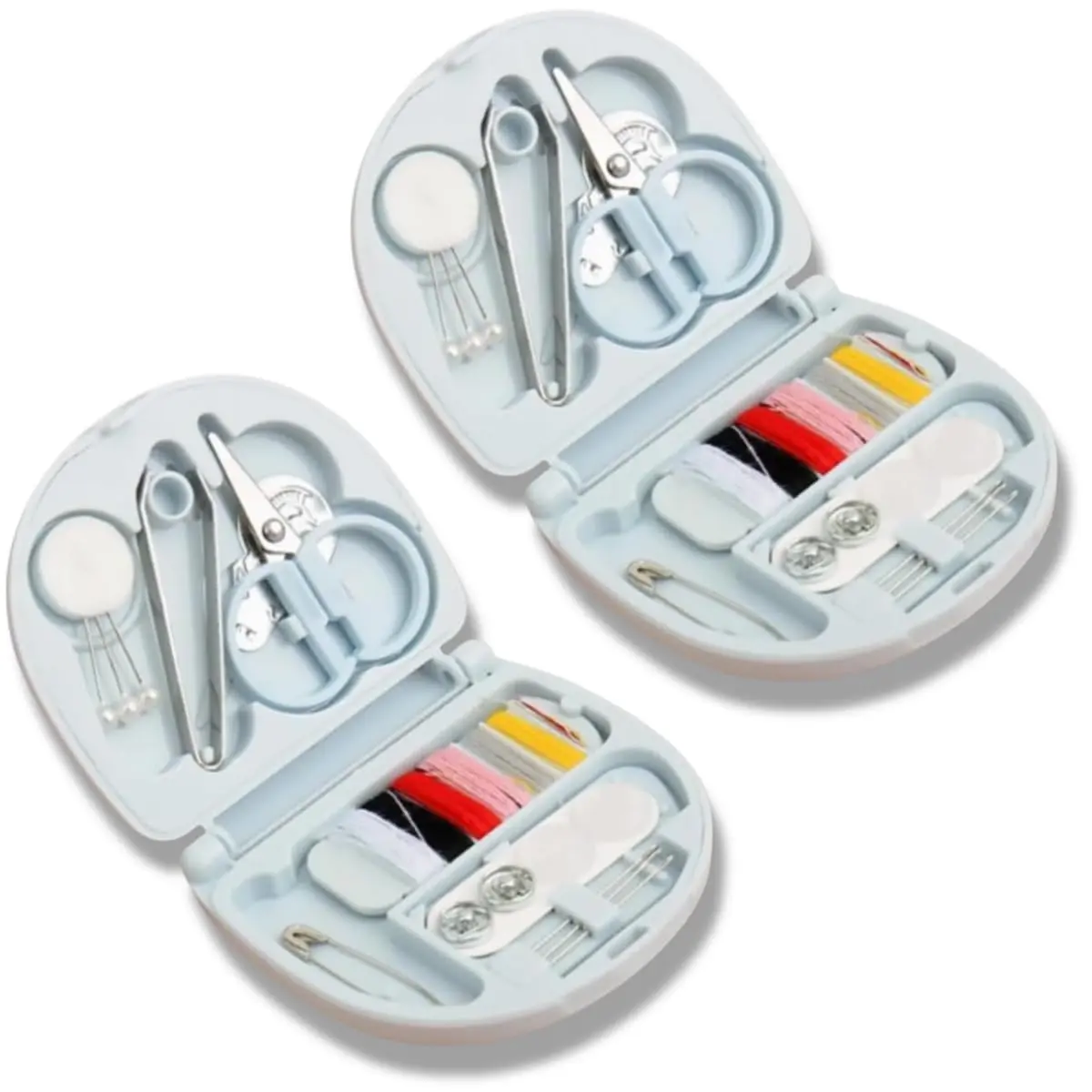 2 Mini Kits com Bolsa Compacta, Kit Duplo de Costura Portátil, Agulhas e Linhas, Prático para Viagem, Casa e Reparos Rápidos