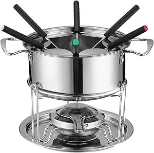 Aparelho De Fondue Em Aço Inox 11 Peças 1,4L Com Panela Base Fogareiro e 6 Garfos - 1
