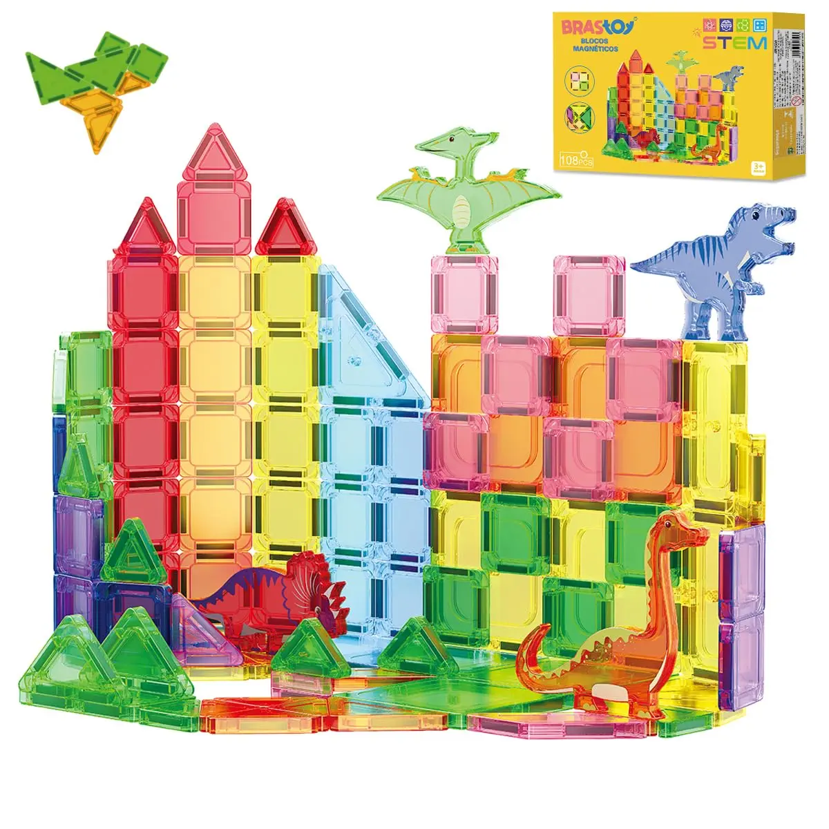 Blocos de Montar Magnéticos Construção Brinquedos Infantil (108 Peças)