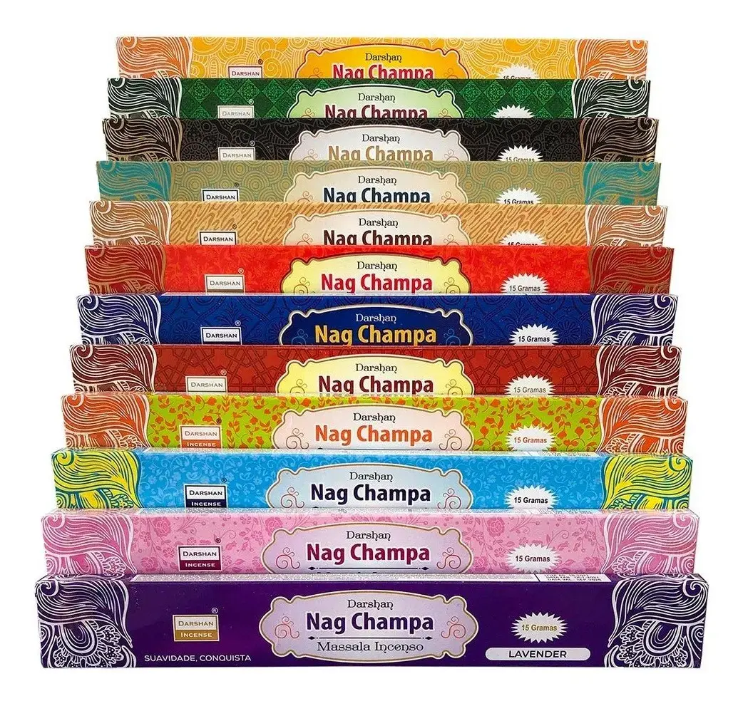 Incenso Nag Champa 12 Aromas Massala Darshan Kit Com 12 Caixas 120 Varetas