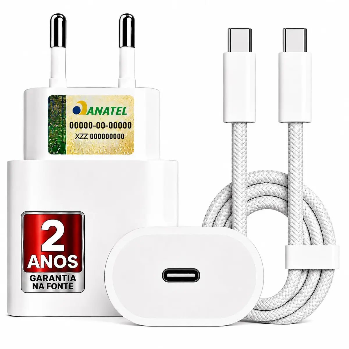 Carregador Super Turbo 25W Compatível iPhone 15/16/17, GALAXY - Todos ANDROID Entrada TIPO-C + Cabo Reforçado - Fast Power, Compatível Com Todos Dispositivos Com Entrada USB TIPO-C