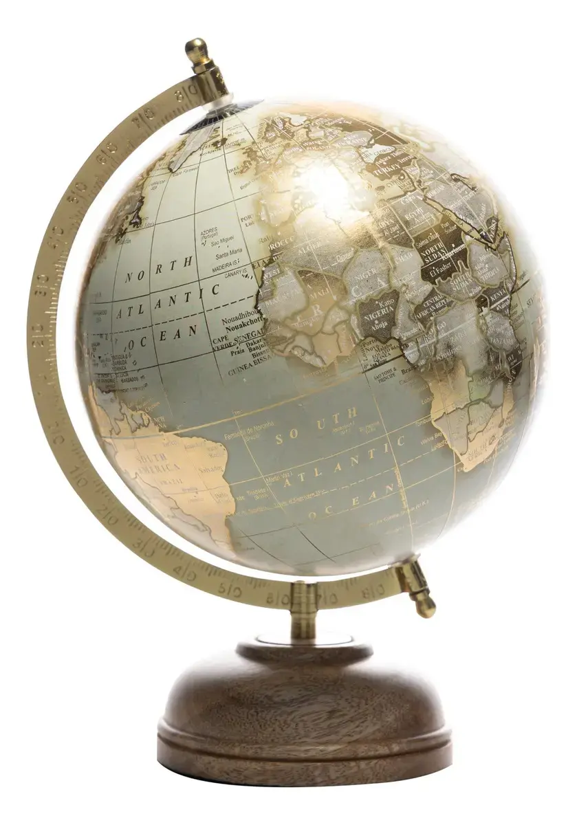 Globo Para Decoração De Plástico Madeira Decorativo Wolff Base Dourado Globo Dourado