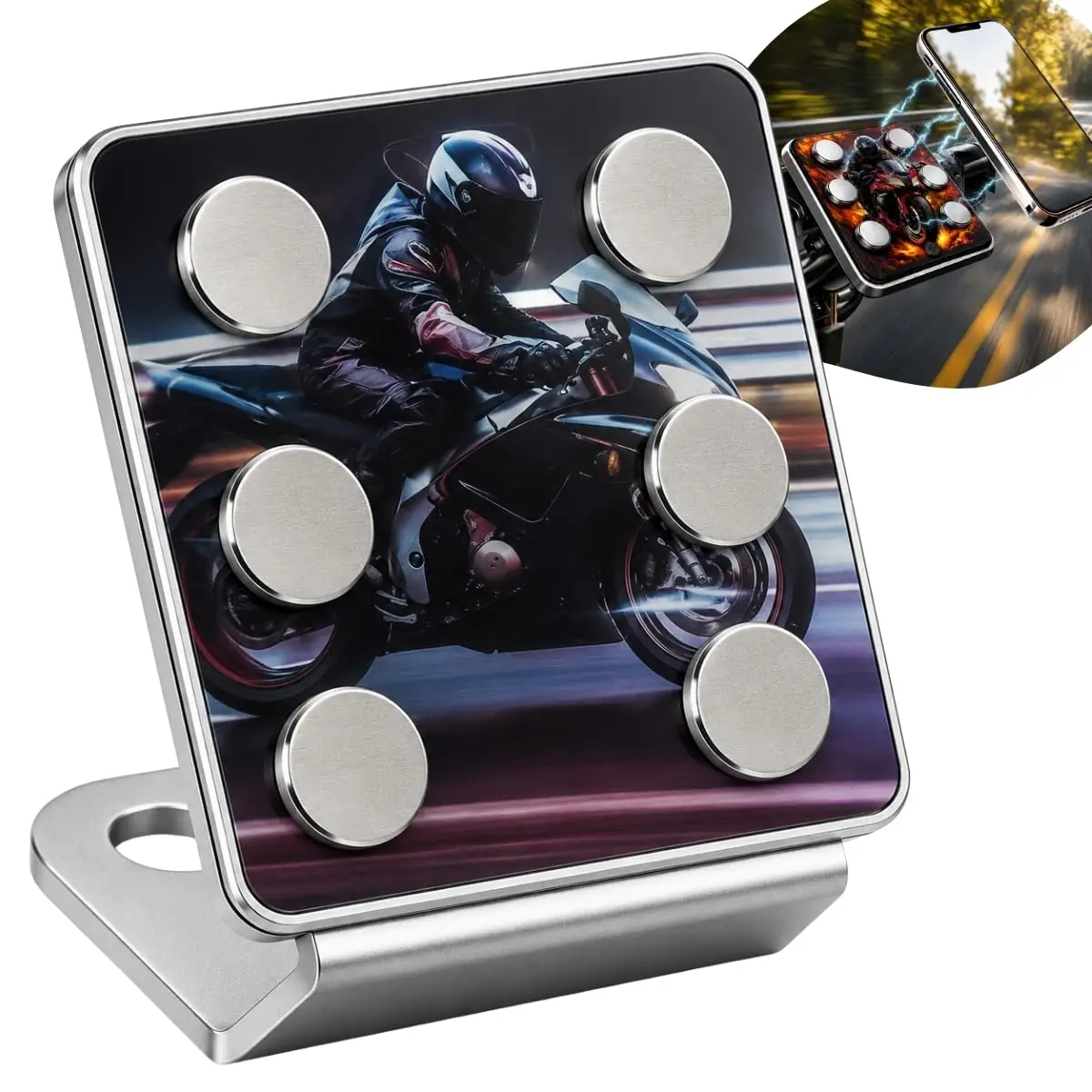 Suporte Magnético para Celular para Moto com 6 Ímãs de Neodímio Forte Fixação Instalação Simples