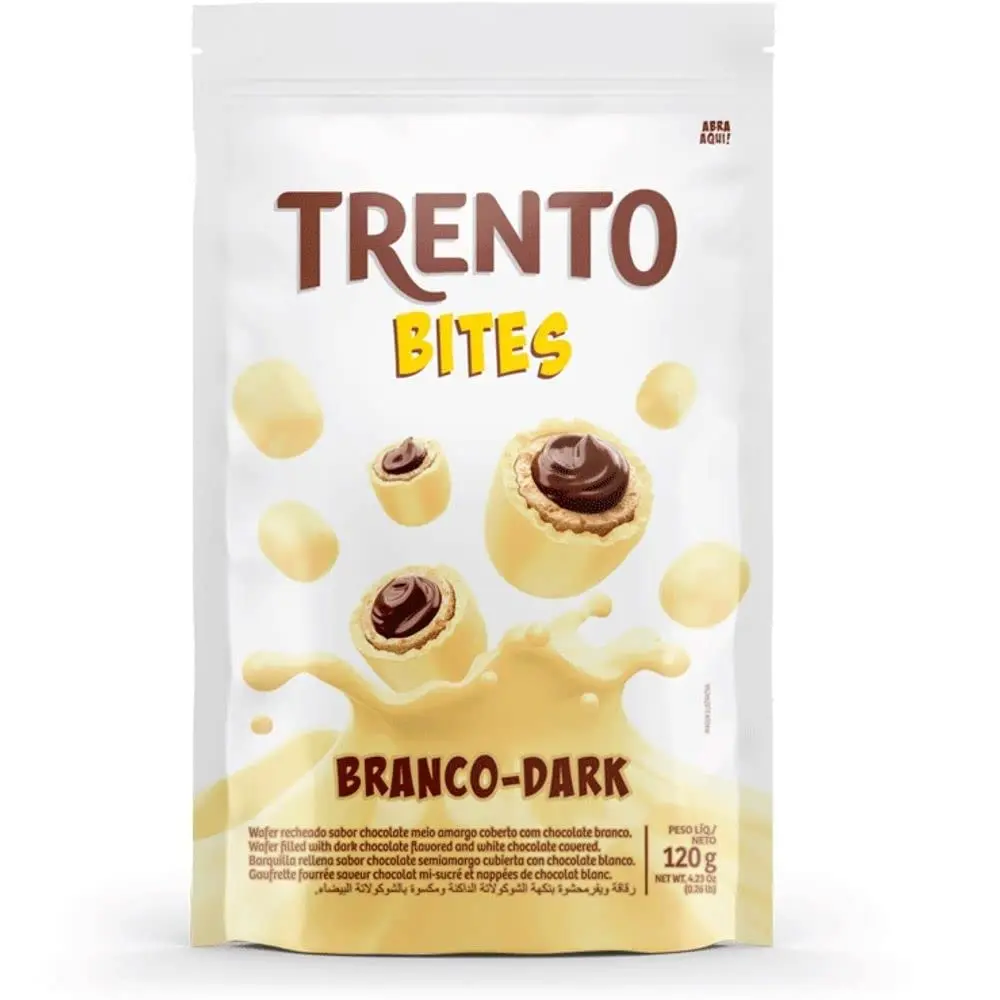 Trento Bites Branco Dark Chocolate Wafer Recheado 120g