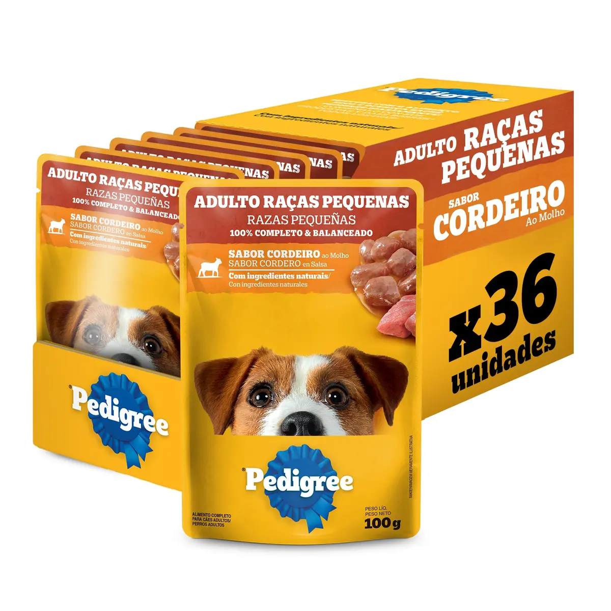Pack Ração Úmida Pedigree Sachê Cordeiro ao Molho para Cães Adultos de Raças Pequenas 100 g - 36 unidades - 1