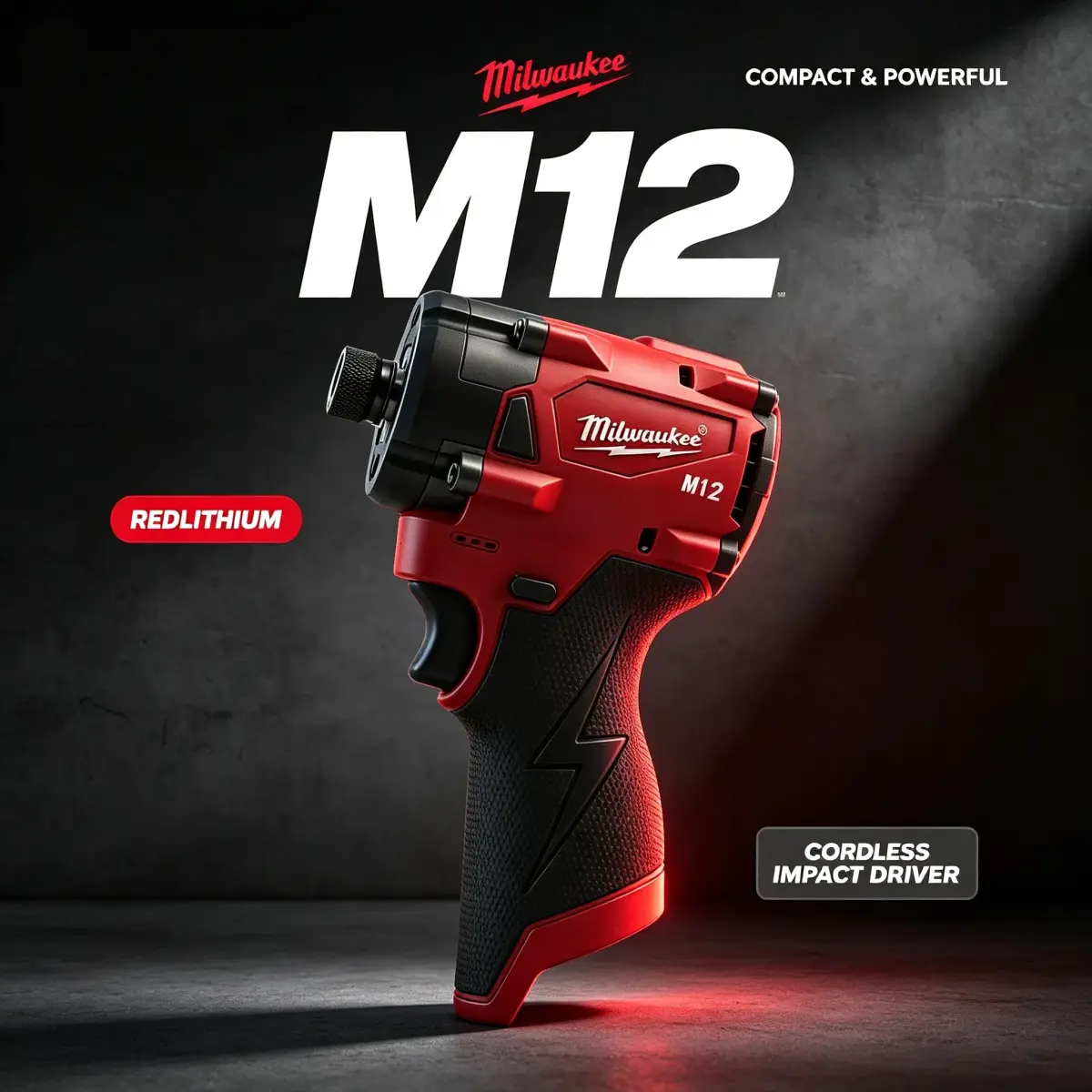 Parafusadeira de Impacto Sem Escovas Milwaukee M12 3000RPM 4400IPM 12V Sem Fio com Encaixe Hexagonal de 1/4" (Somente a Ferramenta, Sem Bateria)