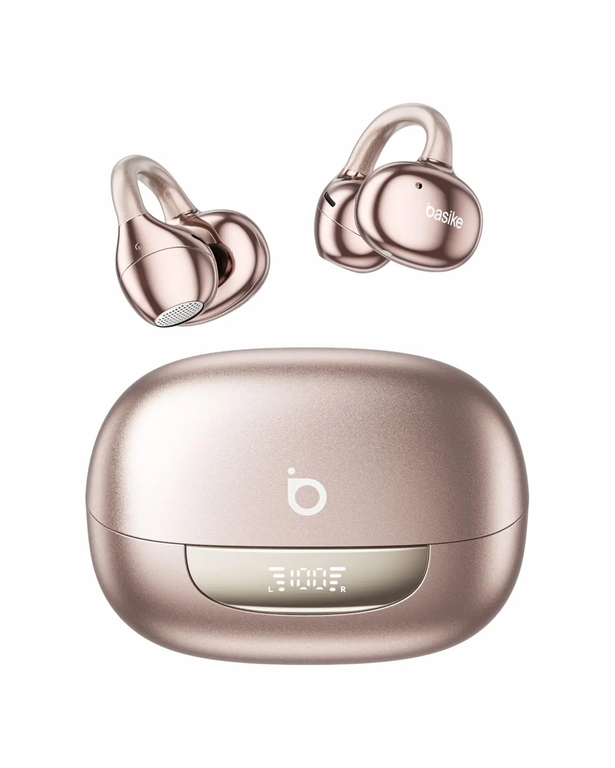 Basike Fone de Ouvido Bluetooth 6.0 Esportivo para Corrida, Clip-On | Som de Alta Fidelidade, Chamadas Claras, Toque Inteligente, Bateria 40H, Display LED, BT 6.0 para Android e iOS