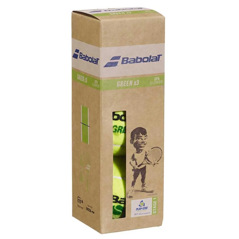 Bola De Tênis Babolat Green Stage 1, 03 Bolas, 25% pressão.