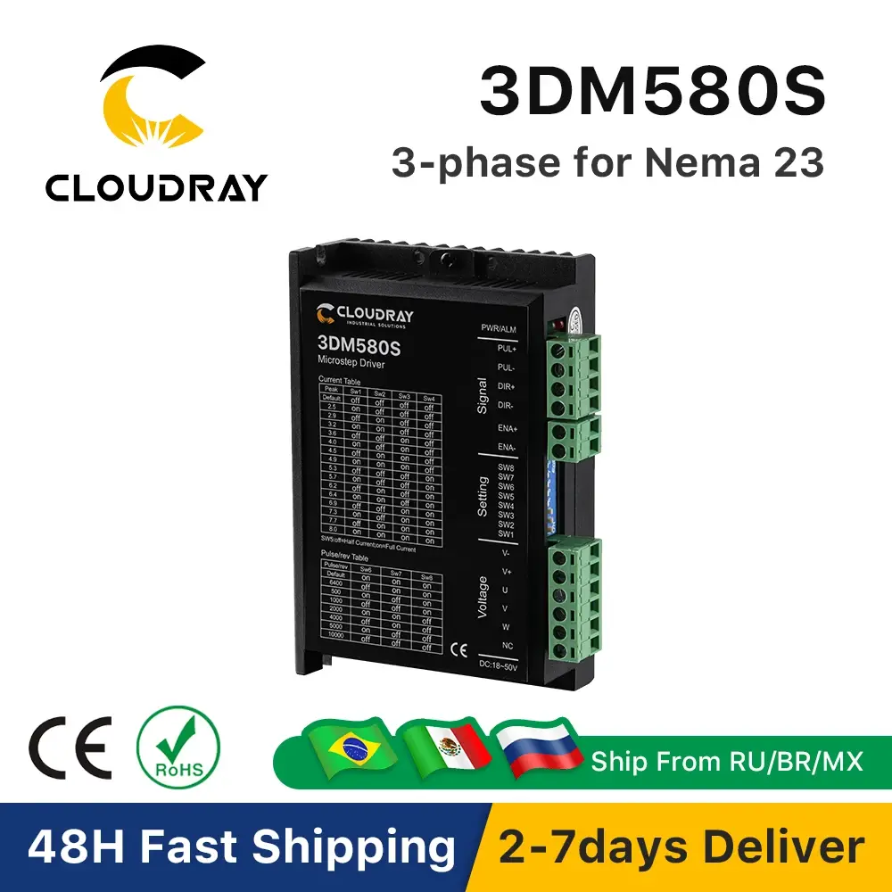 Cloudray 3DM580S Driver de passo trifásico 24-50VDC para Nema 23 Controlador de motor de passo Máquina de gravação CNC - 1