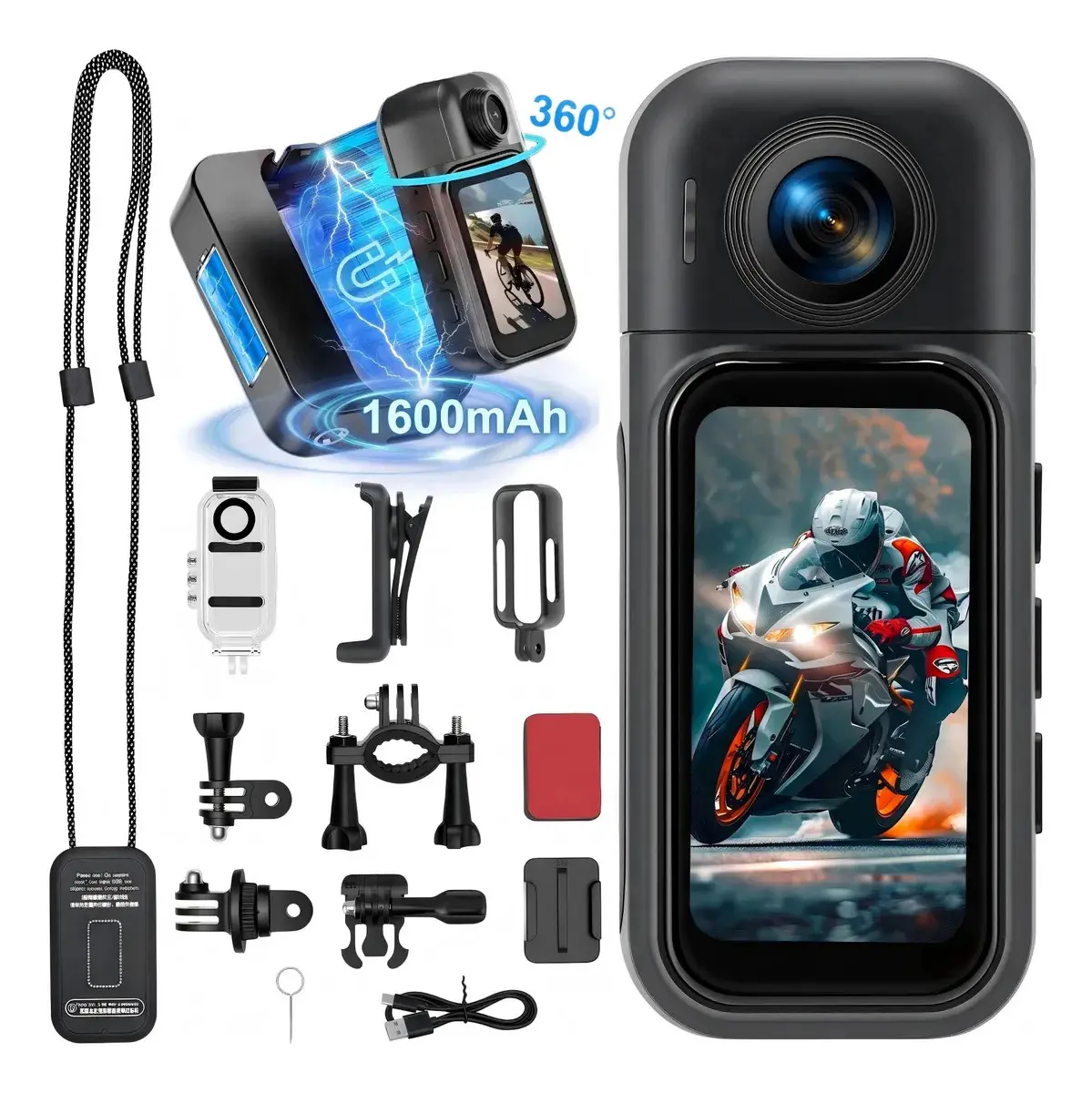 Mini Camera Filmadora 4K Esportiva Portátil Para Capacete Moto E Bike Camera Prova De Agua Acao Para Gravação De Vídeo HD Acessórios Inclusos