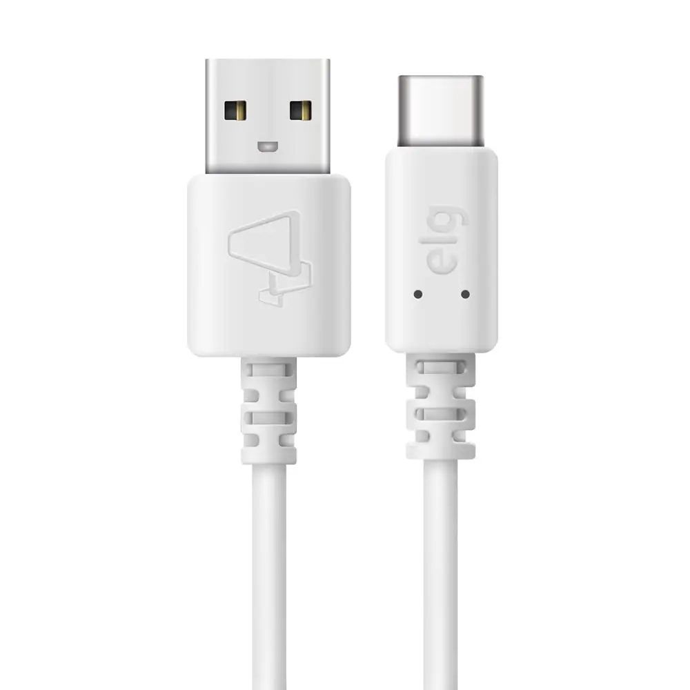 Cabo USB para Tipo-C Reversível, Carga e Sincronização, Corrente 3A, Potência 20W, Comprimento 1 metro, Branco, TCUSB, ELG - 1