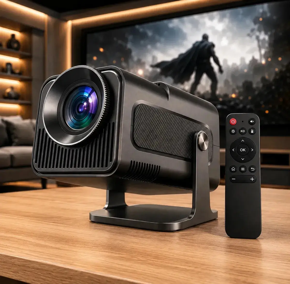 Projetor Hy320 Mini Smart TV Android WiFi 6 390 ANSI Lumens Full HD Suporte 4K HDMI Bluetooth Alto Falante Cinema Com Controle Remoto Bivolt Portátil Kateluo