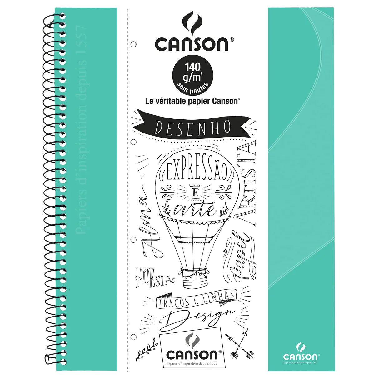 Caderno Desenho A4+ 140g/m², Canson, 71406818BR, Verde Tifany, 40 Folhas - 1