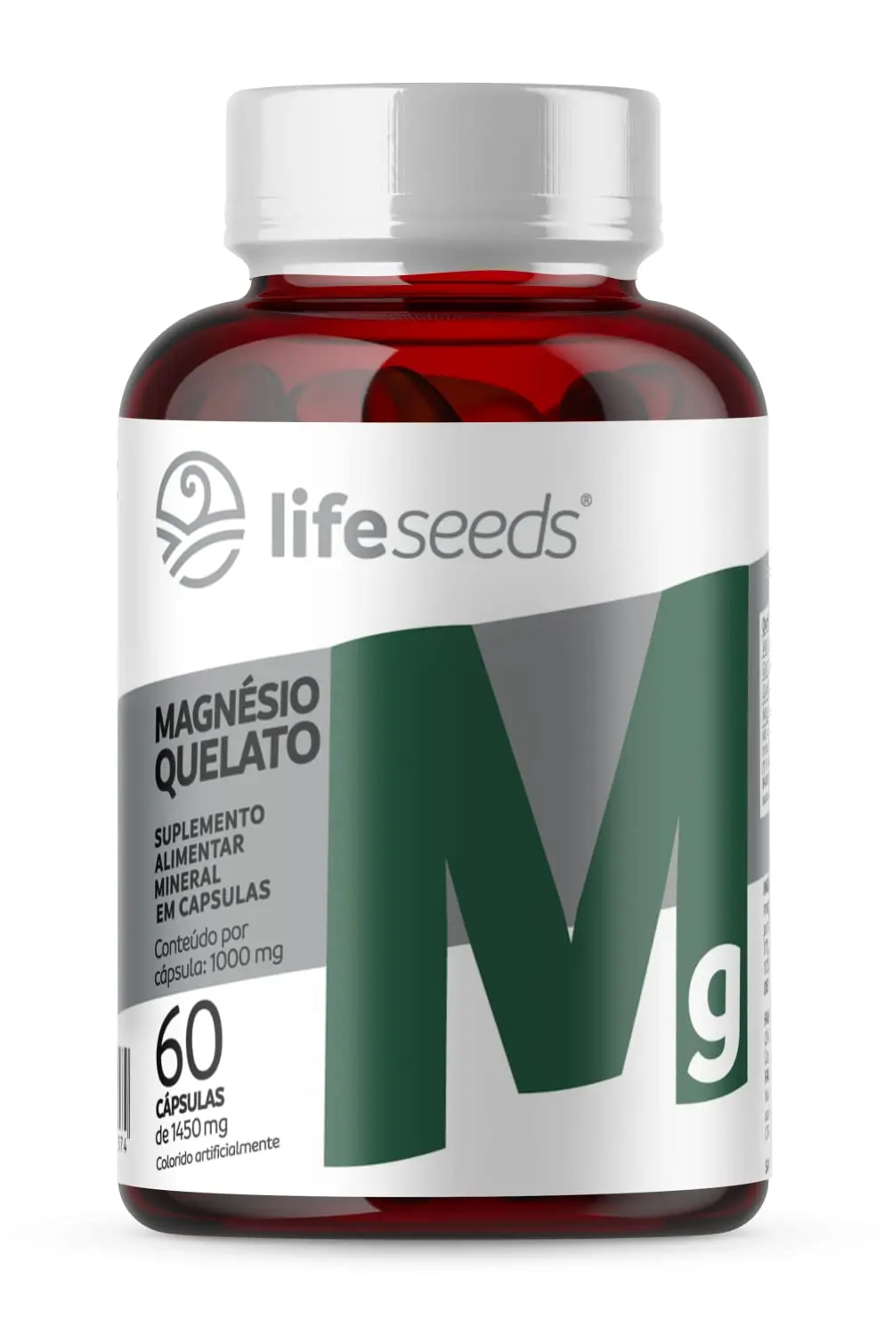 Magnésio Quelato - Alta Concentração - 1 Pote - 60 Cápsulas