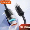 [Moedas R$11] 2 metros Toocki 100w usb c para tipo c cabo 5a carga rápida usb c para usb c cabo  - 1