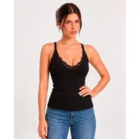 Blusinha Alcinha com Detalhe em Renda 90243 Preto 206oz - 1
