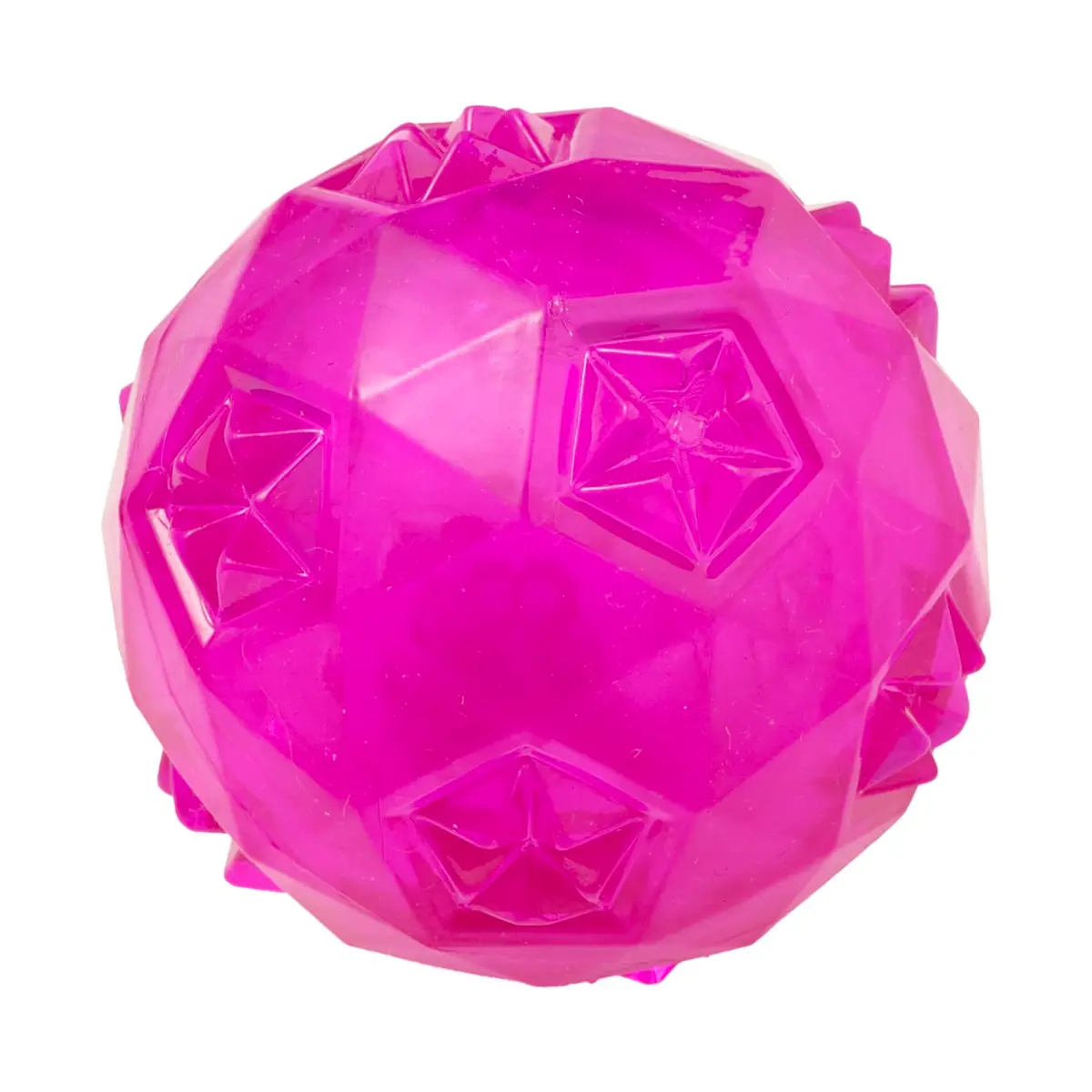 Jambo Pet, Bola TPR Diamond, Com Efeito Sonoro, Ideal Para Cães, Flexível e Macio Para a Mordida, Reduz Estresse, Tamanho e Cores Sortidas (Pequeno, Rosa)