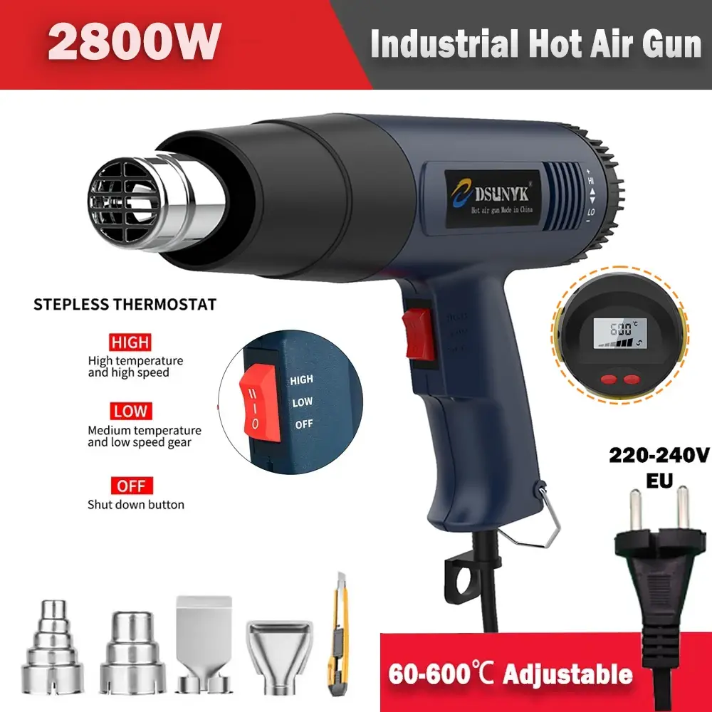 Secador térmico de construção, 2800w, 220v, pistolas de calor, ferramenta de solda, temperatura ajustável, revair, secador de cabelo, ferramentas de embrulho