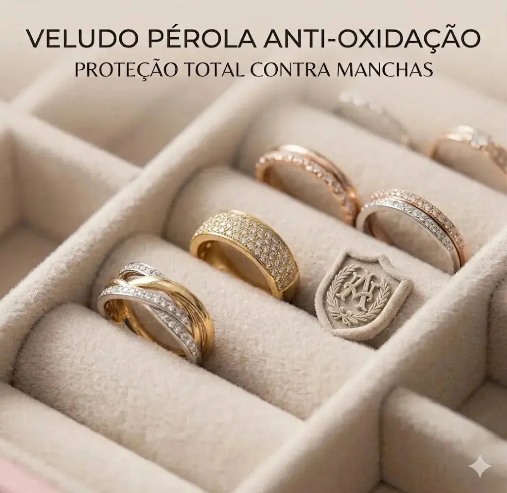 Porta Joias 3 Camadas Couro Caixa De Jóias Feminina Cor Rosa thumbnail 5