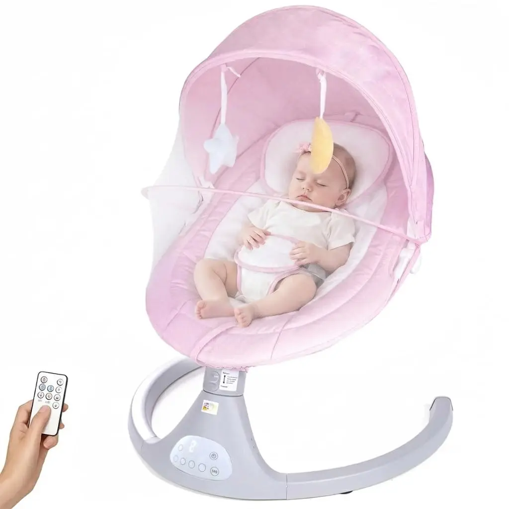 Cadeira de Descanso e Balanço para Bebê Bliss Baby Style com Música, Mosquiteiro e Controle Remoto