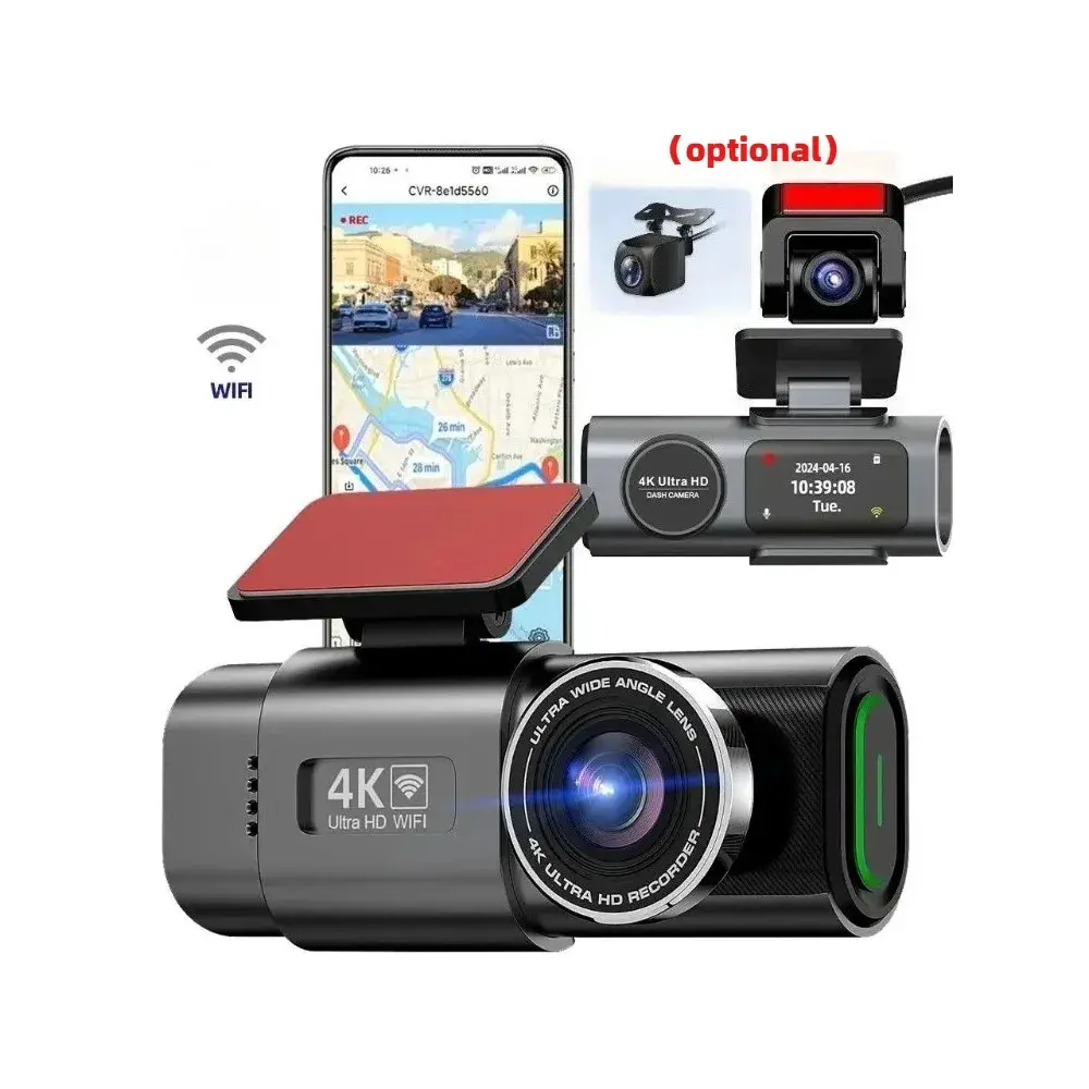 Câmera Veicular Dash Cam 4K UHD com Gravação, Visão Noturna, Wi-Fi Integrado, Suporte a GPS e Monitoramento de Estacionamento 24H - 1