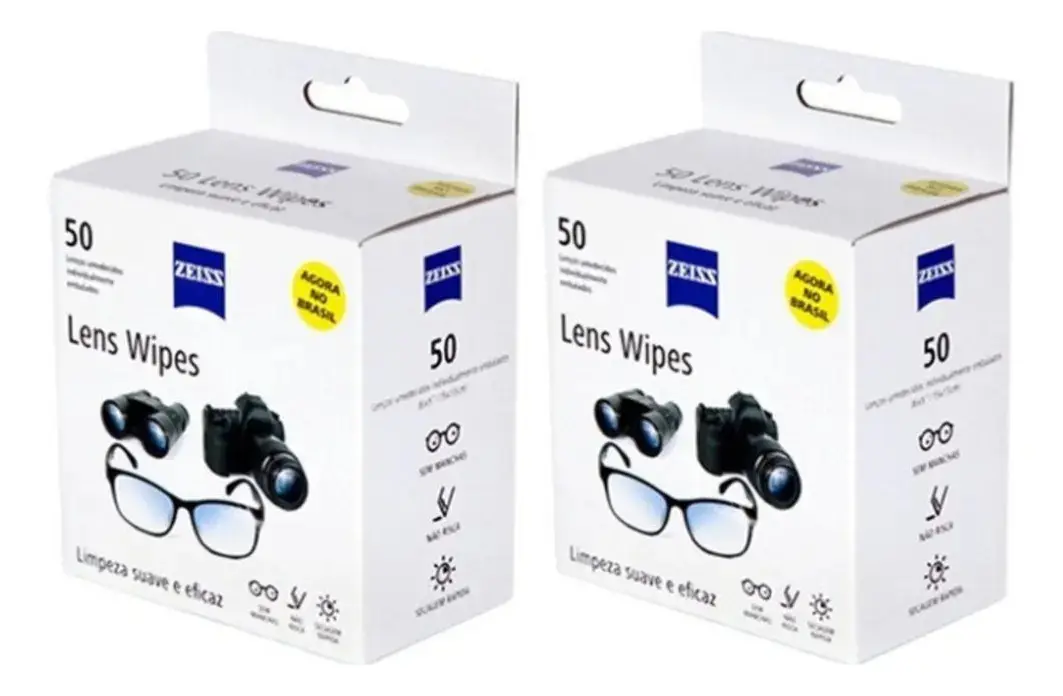 Zeiss Lens Wipes x100 C/ 2un de 50 Lenços Umedecido Limpa Lentes Óculos