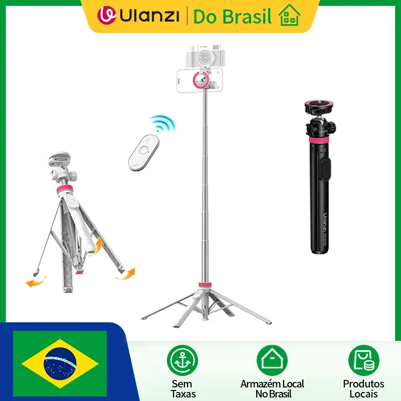 Tripé Ulanzi MT-44 MT-44B MT-44M para Câmera DSLR, Smartphone Android DJI Pocket, Bastão de Selfie para Vlog e Transmissão ao Vivo
