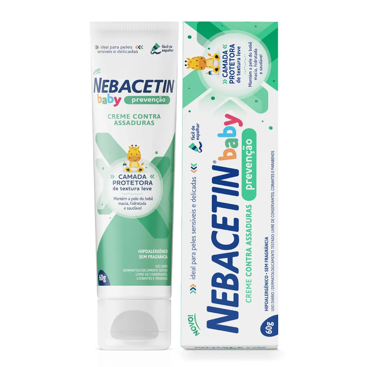 Nebacetin Baby Prevenção Pomada Contra Assaduras 60g - Pele Macia Hidratada e Saudável, Para Peles Sensíveis e Delicadas do Bebê