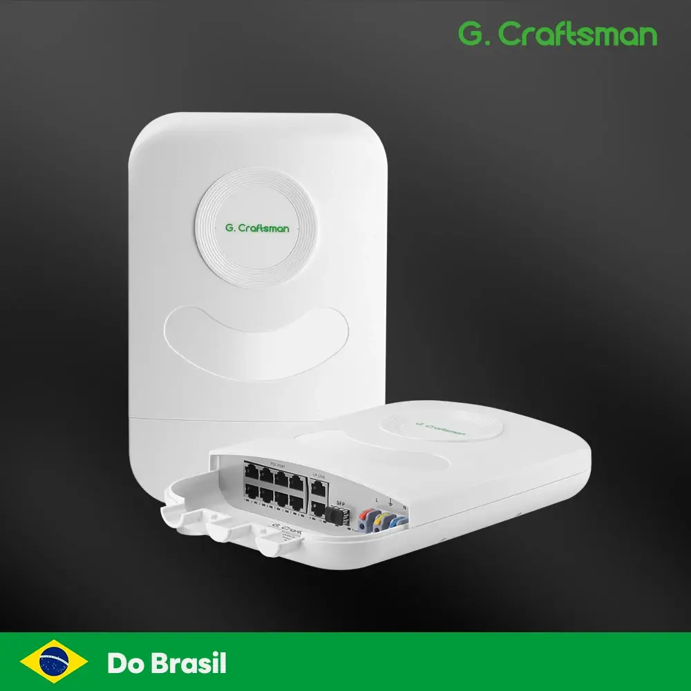 Switch POE Externo de 8 Portas à Prova d'Água com 2 Portas Gigabit e Uplink SFP / IEEE 802.3af/at Distância de 250m, Para o Brasil