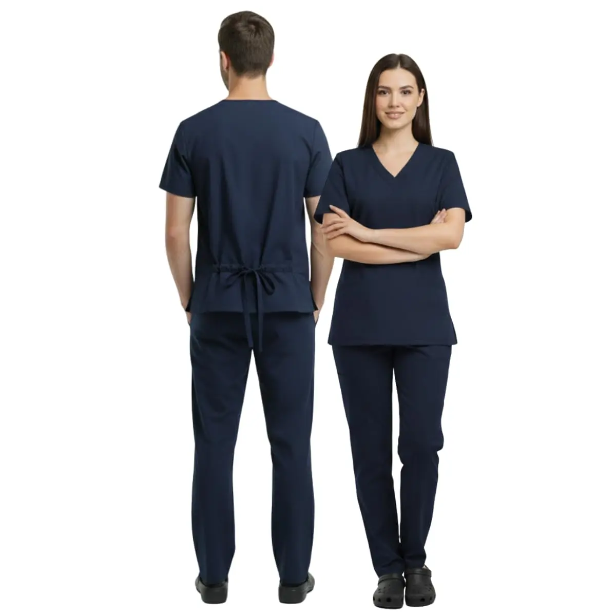 Scrub Uniforme Masculino Feminino Premium Blusa Bata Decote V Dois Bolsos Calça Dois Bolsos Cintura Elástico