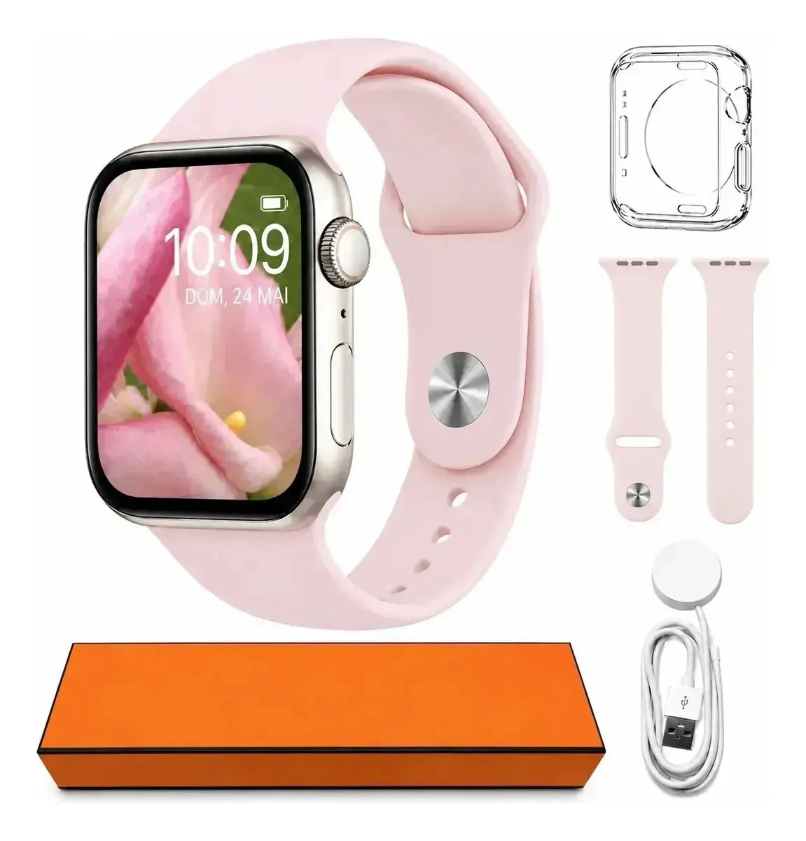 Relogio Microwear Smartwatch S11 Mini Series 11 42mm Whatsapp Gps Nfc Modo Esporte Fitness inteligente Rose Gold (Dourado/rosa) - 1