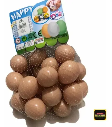 Kit 12 Ovos Falsos Brincadeira Plástico Para Indez Galinha Cor Ovo Caipira Marrom