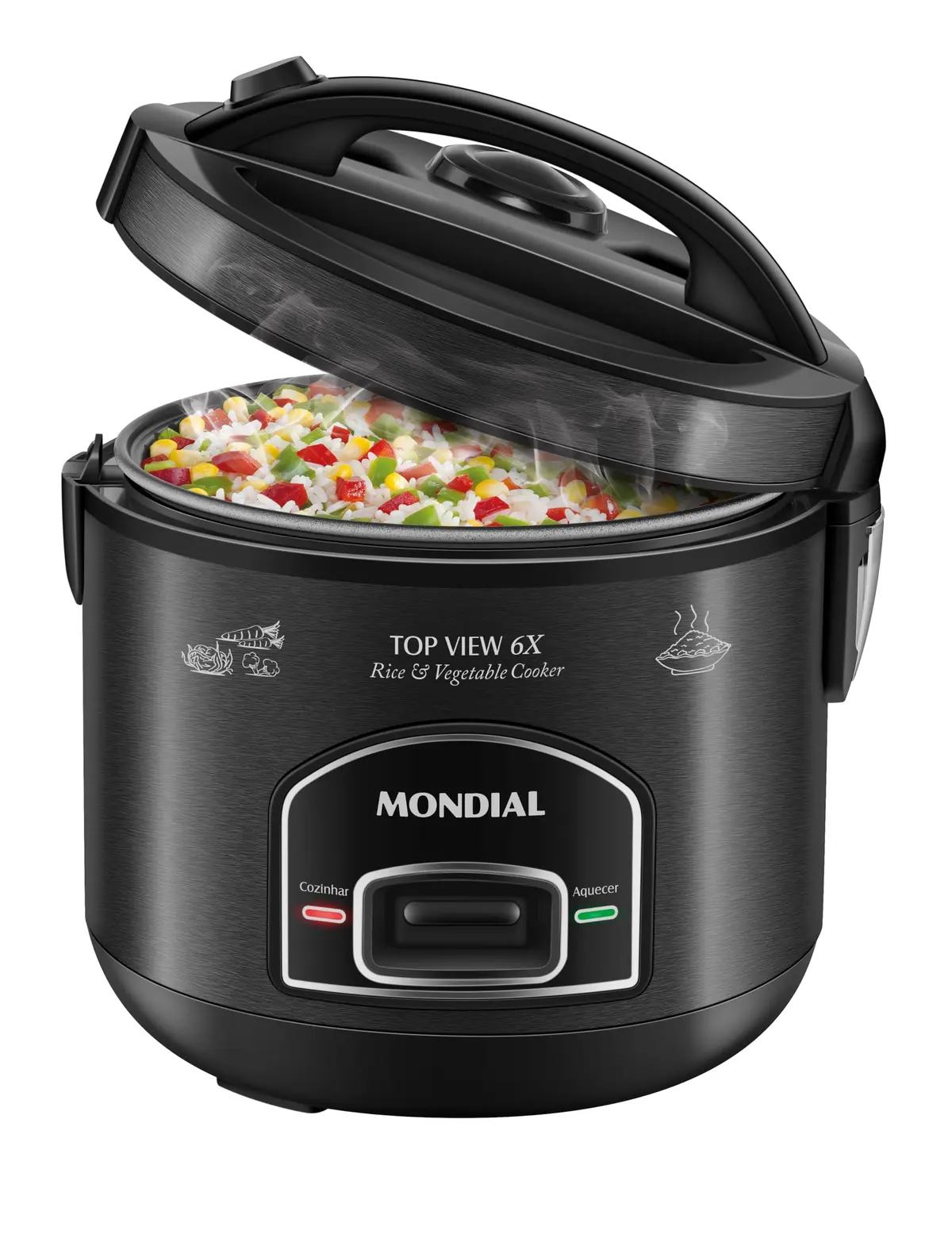 MONDIAL Panela Elétrica Top View 6X, Black Inox, 500W, 110V - PE-30-6X | PE-30-6X