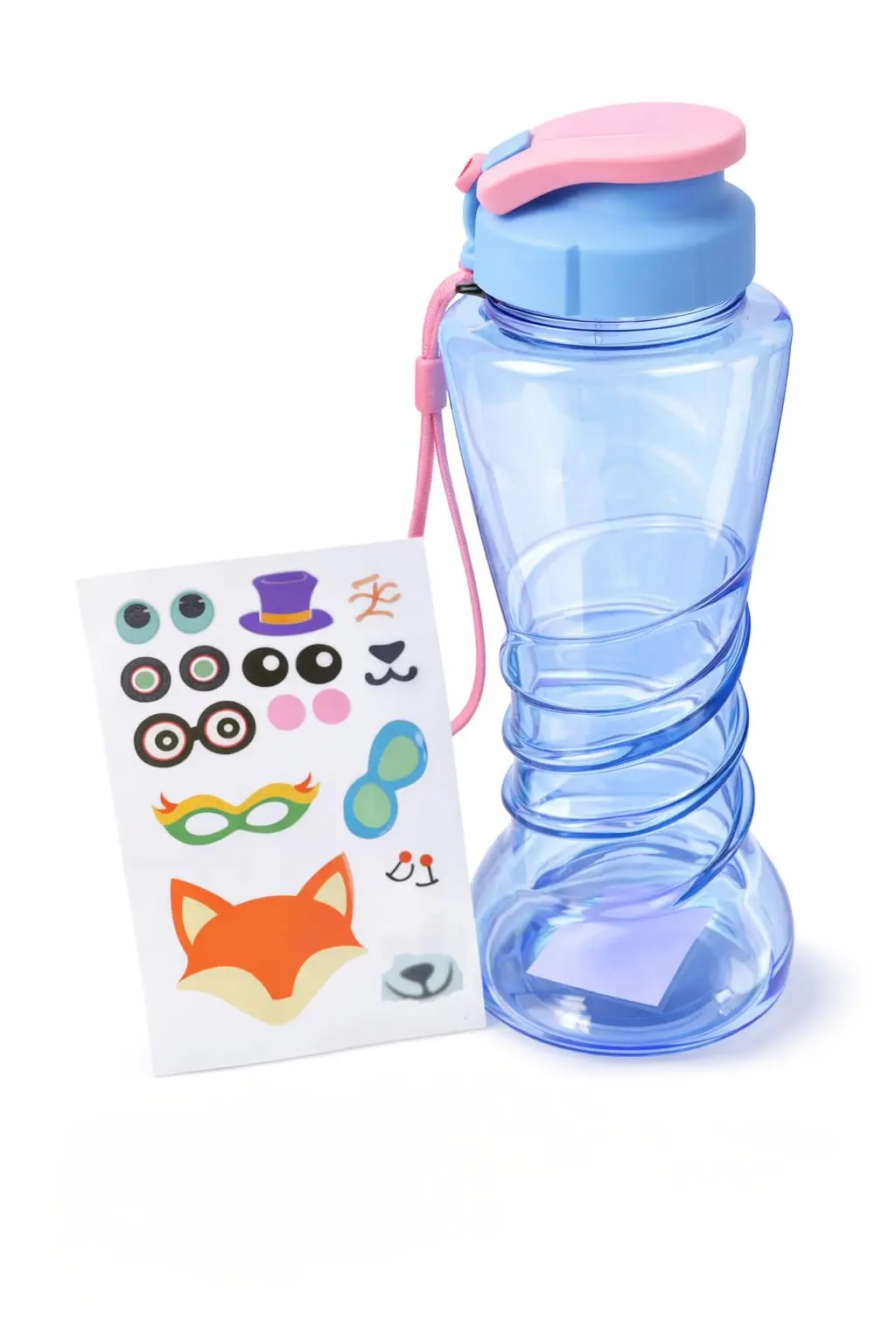 Garrafa 600ml com Adesivos Squeeze BPA Free com Tampa com Trava e Alça de Transporte Garrafa Escolar, Leve e Resistente (Azul) - 1