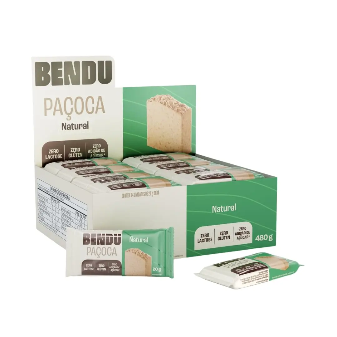 Paçoca com Whey Protein 528g (24 unid. De 22g) - Natural - Bendú, Bendú - 1